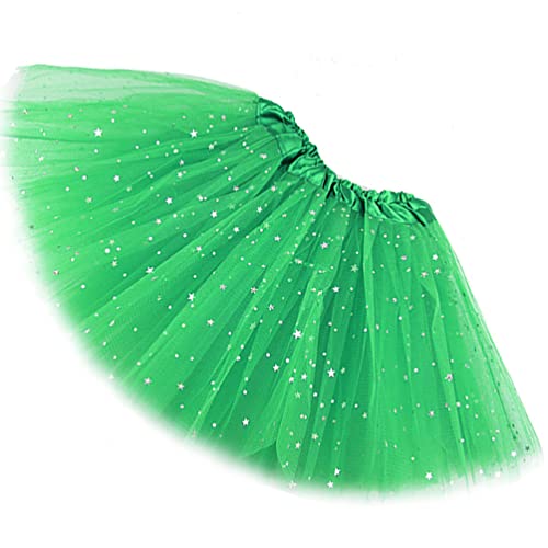 Ugitopi Damen Erwachsene Glitzernder Elastischer 4-lagiger Tüll Tutu Rock (Green) von Ugitopi