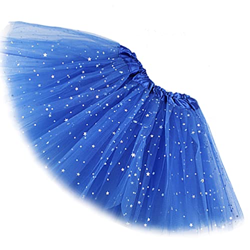 Ugitopi Damen Erwachsene Glitzernder Elastischer 4-lagiger Tüll Tutu Rock (Royal Blue) von Ugitopi