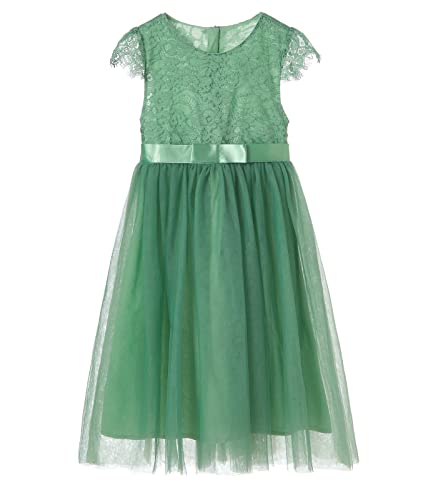 Ugitopi Mädchen Spitze Langes Kleid Kinder Tüll Party Prinzessin Kleid (Mint, 110) von Ugitopi