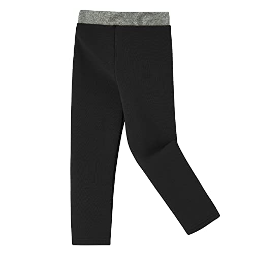 Ugitopi Mädchen Thermoleggings Fleece Gefüttert Dick Hosen Baumwolle Leggings (Black 130) von Ugitopi