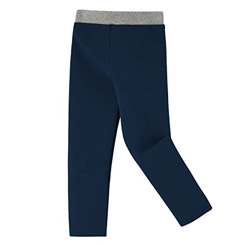 Ugitopi Mädchen Thermoleggings Fleece Gefüttert Dick Hosen Baumwolle Leggings (Dark Blue 130) von Ugitopi