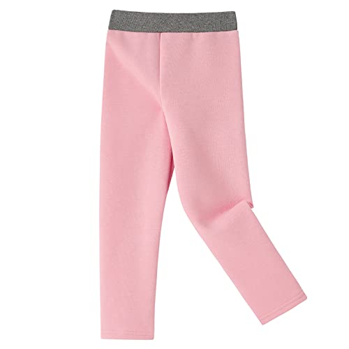 Ugitopi Mädchen Thermoleggings Fleece Gefüttert Dick Hosen Baumwolle Leggings (Pink 120) von Ugitopi