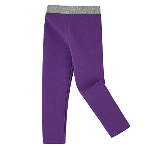 Ugitopi Mädchen Thermoleggings Fleece Gefüttert Dick Hosen Baumwolle Leggings (Purple 110) von Ugitopi