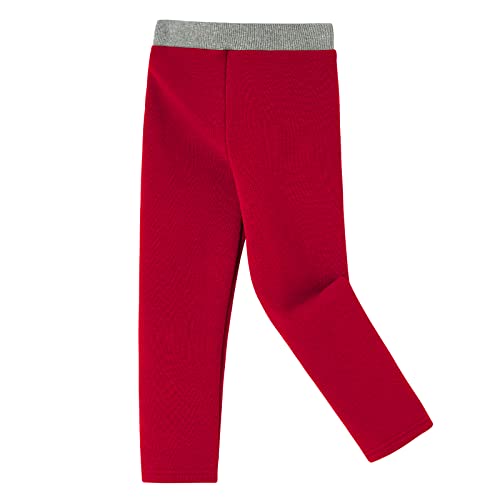 Ugitopi Mädchen Thermoleggings Fleece Gefüttert Dick Hosen Baumwolle Leggings (Red 100) von Ugitopi