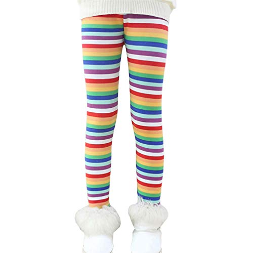 Ugitopi Mädchen Winter Dicke Warme Lange Hosen Druck Fleece Gefüttert Leggings (Rainbow 150) von Ugitopi