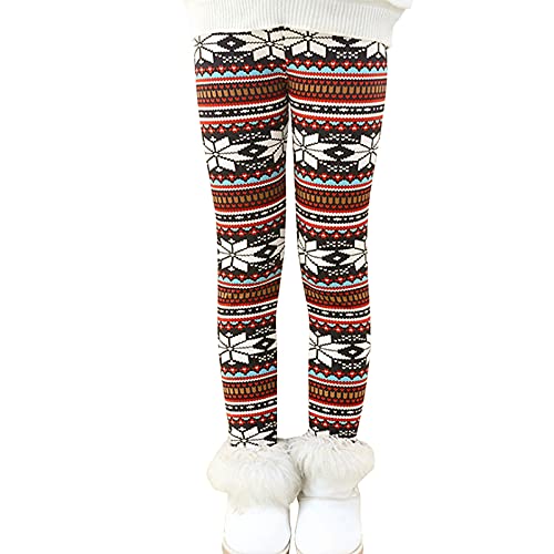 Ugitopi Mädchen Winter Dicke Warme Lange Hosen Druck Fleece Gefüttert Leggings (Snowflake 110) von Ugitopi