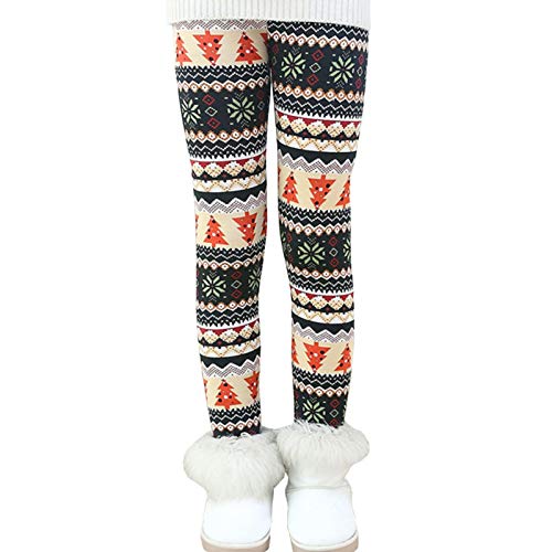 Ugitopi Mädchen Winter Dicke Warme Lange Hosen Druck Fleece Gefüttert Leggings Christmas Tree 150 von Ugitopi