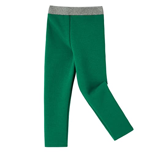 Ugitopi Ragazze Inverno Caldo Spessore Pantaloni Lunghi Foderati in Pile Leggings in Cotone Termico (Green 100) von Ugitopi