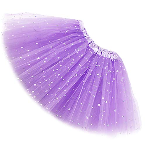 Ugitopi Sparkle für Mädchen Prinzessin Ballett Dance Layered Tüll Tutu Röcke, Light Purple von Ugitopi