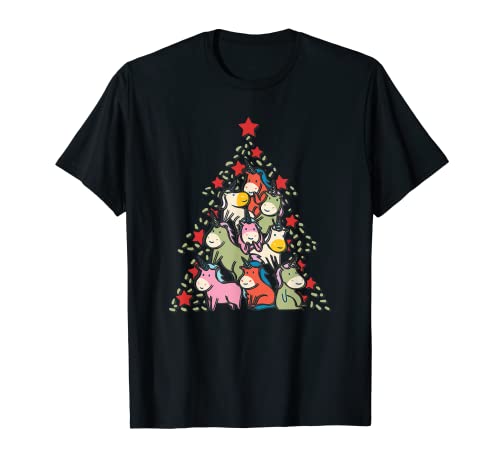 Ugly Christmas Sweater T-Shirts Weihnachten Einhorn Weihnachtsbaum T-Shirt Unisex Kinder Schwarz Kurzarm S Crew-Ausschnitt von Ugly Christmas Sweater T-Shirts Weihnachten