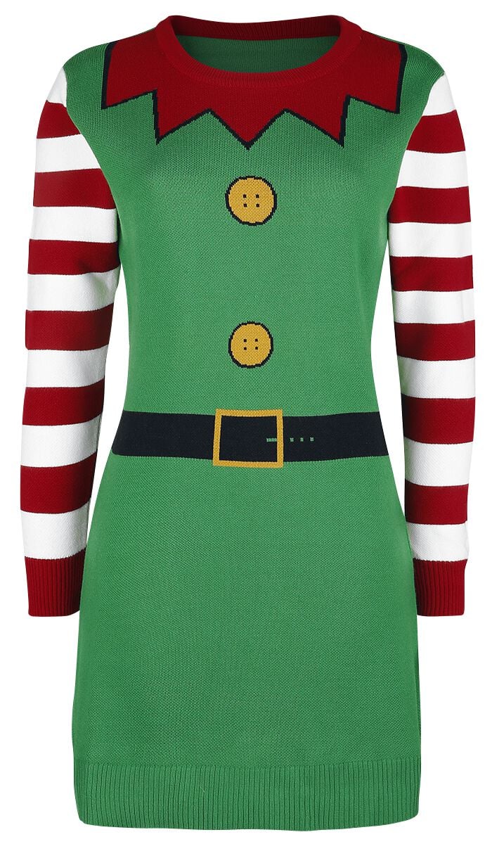 Ugly Christmas Sweater Kleid knielang - Christmas Elf - XL bis XXL - für Damen - Größe XXL - multicolor von Ugly Christmas Sweater