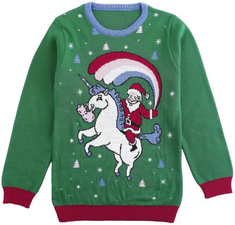 Ugly Christmas Sweater Unicorn And Santa Sweatshirt multicolor in 140 von Ugly Christmas Sweater