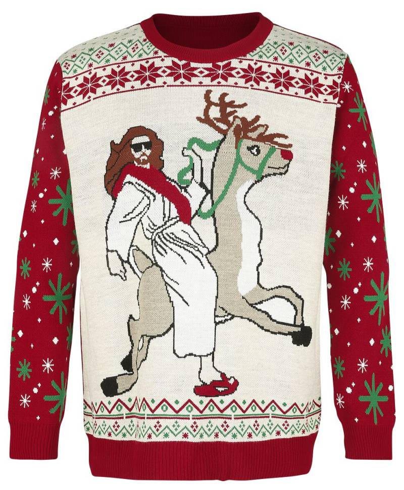 Ugly Christmas Sweater Weihnachtspullover - Jesus Riding Reindeer - S bis 5XL - für Männer - Größe 5XL - multicolor von Ugly Christmas Sweater