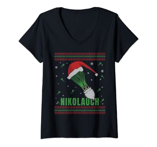 Damen Nikolauch Nikolaus Ugly Christmas Sweater T-Shirt mit V-Ausschnitt Damen Nikolauch Nikolaus Ugly Christmas Sweater T-Shirt mit V-Ausschnitt von Ugly Christmas Sweaters Gifts