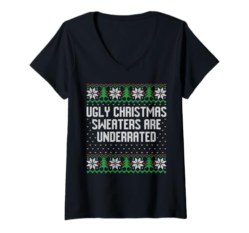 Damen Hässliche Weihnachtspullover werden unterschätzt T-Shirt mit V-Ausschnitt Damen Hässliche Weihnachtspullover werden unterschätzt T-Shirt mit V-Ausschnitt von Ugly sweater quote