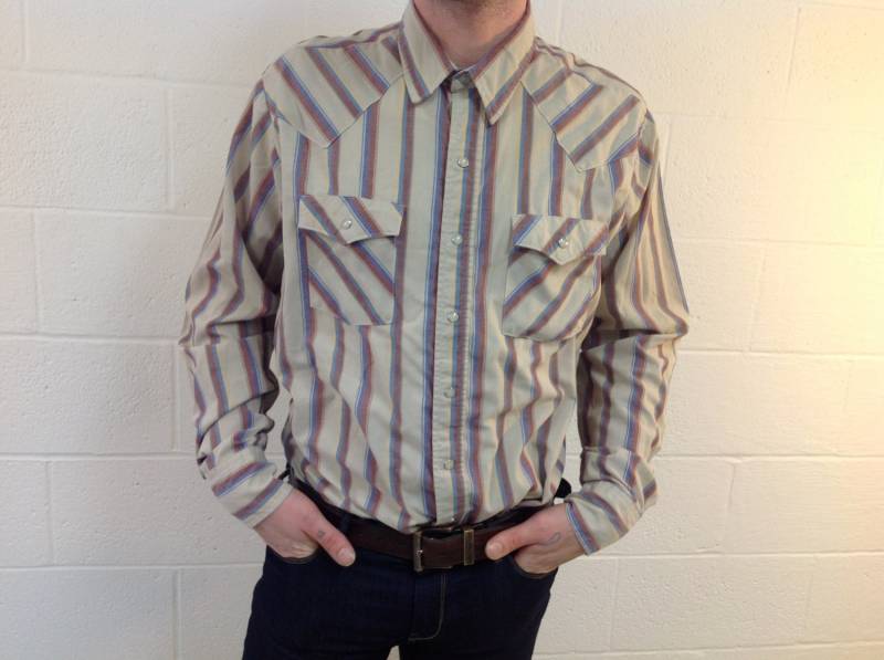 L/S Lila & Hellbraun Gestreiftes Western-Hemd Von "Saddle King Tall" - Xl von UglyCousin