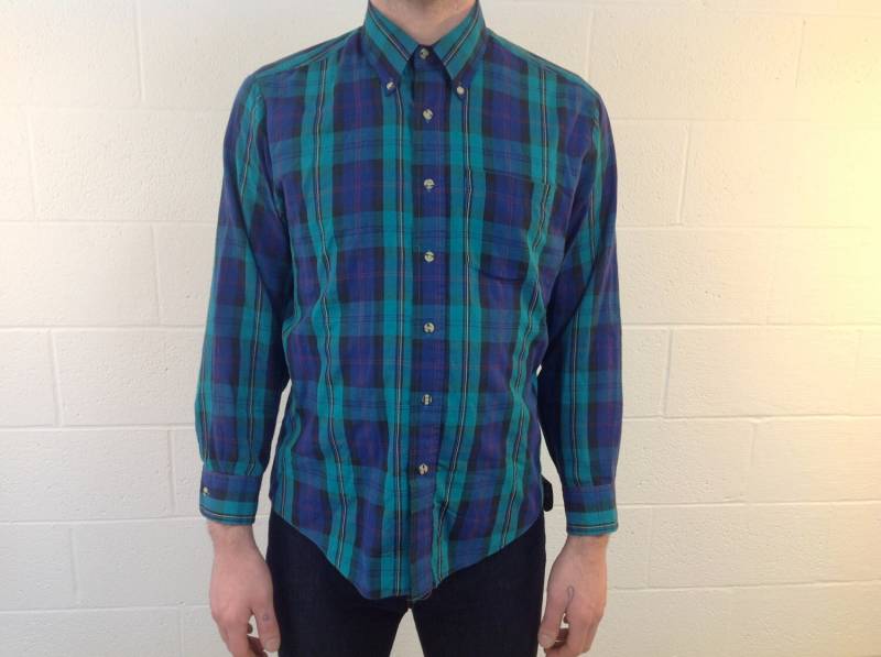 L/S Türkis & Marineblau Kariert Von "Gl Sport" - Large." von UglyCousin