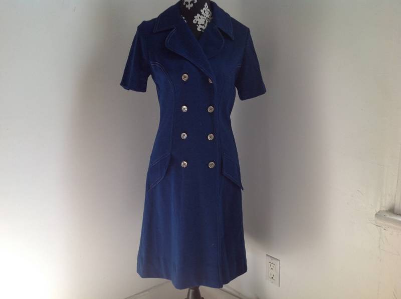 Navy Blau-Hülsen-Woll-Hemd-Kleid von UglyCousin