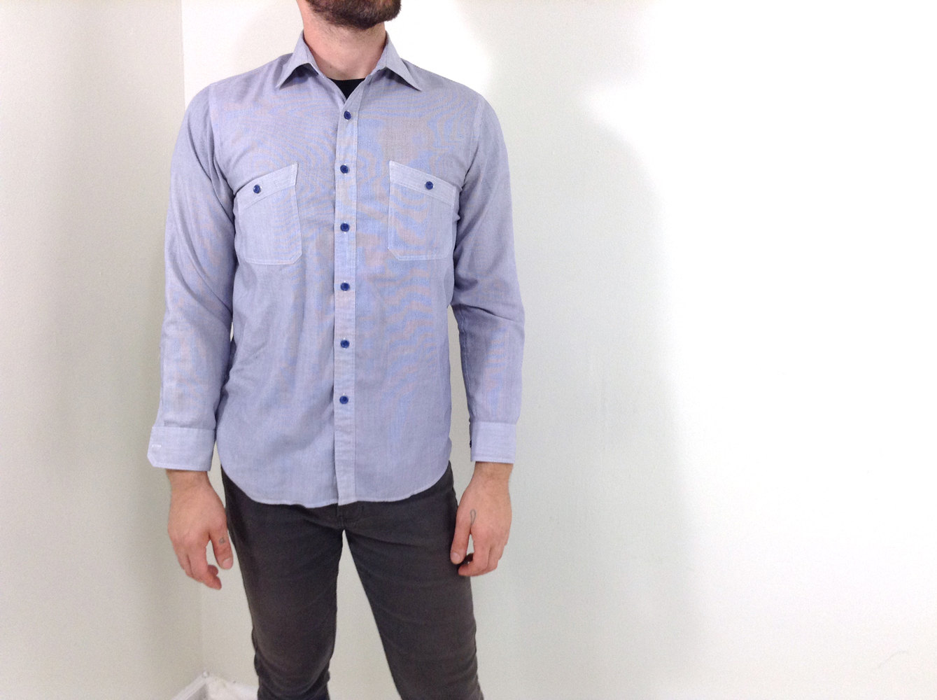 Vintage Hellblaues Button-Down Herrenhemd von UglyCousin