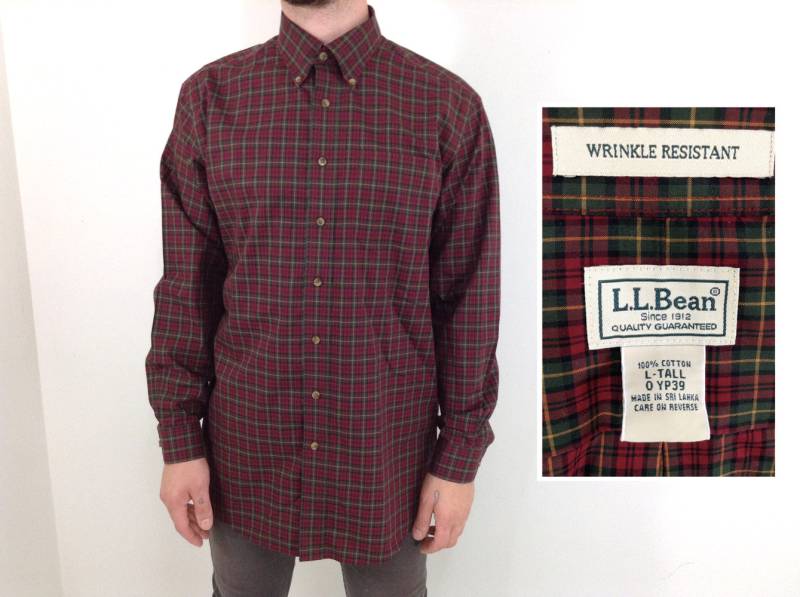 Vintage Ll Bean Rot & Grün Kariertes Herren Hohes Button-Down-Hemd Vintage Ll Bean Rot & Grün Kariertes Herren Hohes Button-Down-Hemd von UglyCousin
