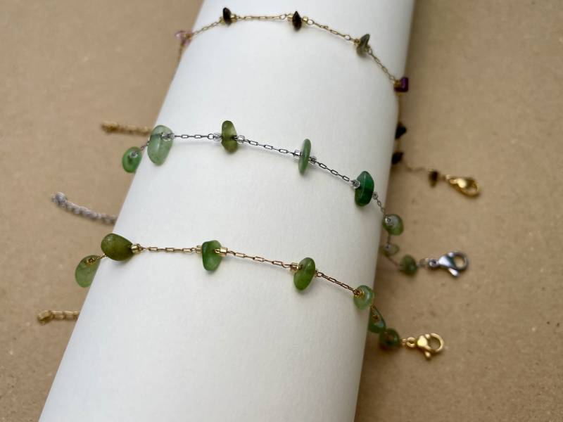 Edelstahl Armband Mit Edelsteinen Aventurin Turmalin Gold Silber von UglyJewelryDE