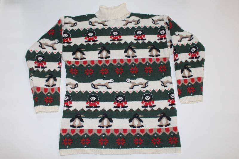 Arctic X Großer Vintage Hässlicher Weihnachtspullover Weiß #200 von UglySweaterStoreUS