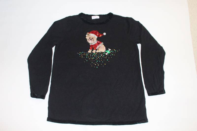 Dekadent Hund Medium Vintage Hässlicher Weihnachtspullover Schwarz #54 von UglySweaterStoreUS