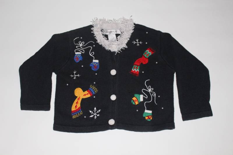 Fäustlinge/Schals Kleine Kinder Vintage Hässlicher Weihnachtspullover Schwarz # 248 von UglySweaterStoreUS