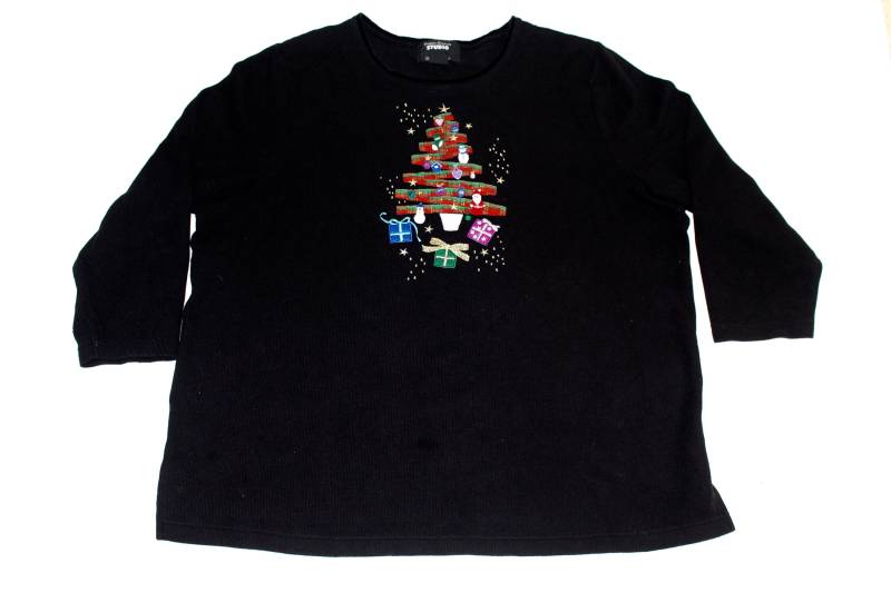 Oh Tannenbaum 3 X Großer Vintage Ugly Pullover Schwarz #214 von UglySweaterStoreUS