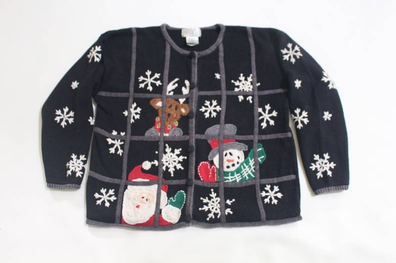 Peek-A-Boo 7/8 Größe Kinder Vintage Ugly Christmas Sweater Schwarz # 314 von UglySweaterStoreUS