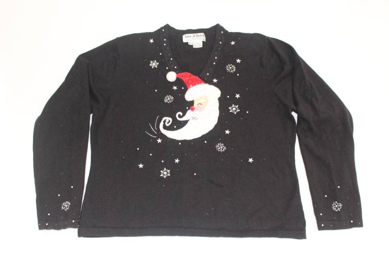 Santa X Großer Vintage Hässlicher Weihnachtspullover Schwarz #65 von UglySweaterStoreUS