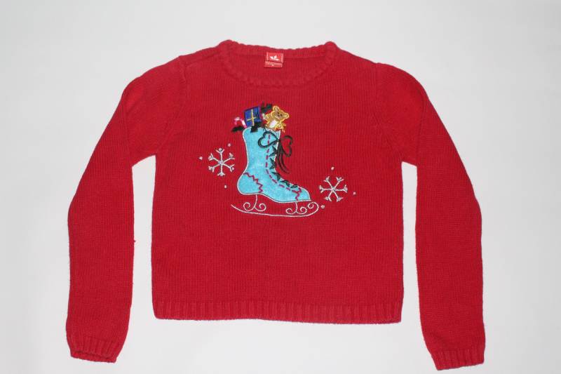 Schlittschuh/Spielzeug Medium Kids Vintage Hässlicher Weihnachtspullover Rot # 218 von UglySweaterStoreUS