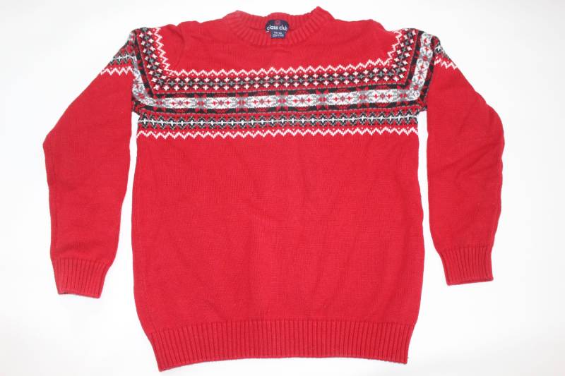 Schneeflocke 12/14 Größe Kinder Vintage Hässlicher Weihnachtspullover Rot # 312 von UglySweaterStoreUS