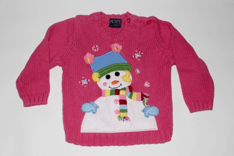 Schneemädchen 3T Größe Kinder Vintage Ugly Weihnachtspullover Pink # 222 von UglySweaterStoreUS