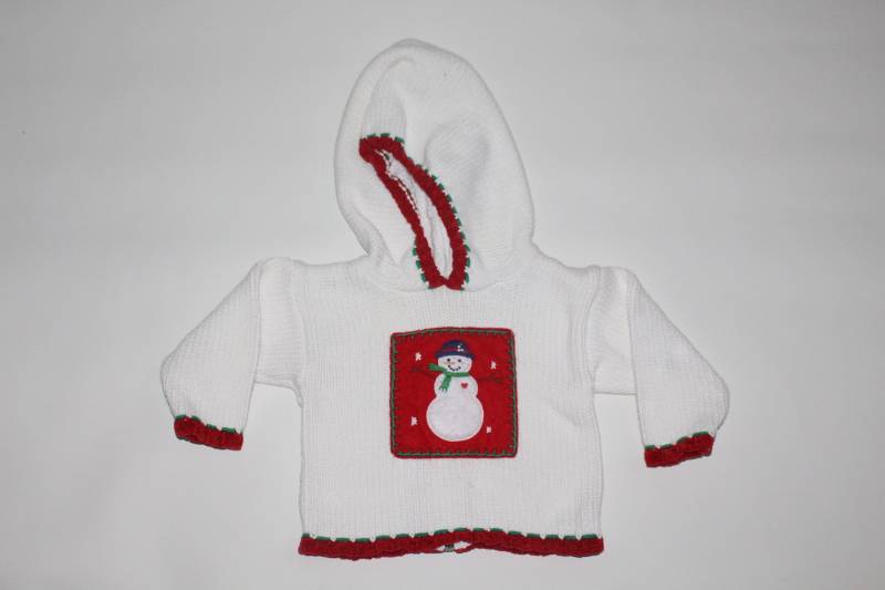 Schneemann 3 Monate Kinder Vintage Hässlicher Weihnachtspullover Rot # 241 von UglySweaterStoreUS