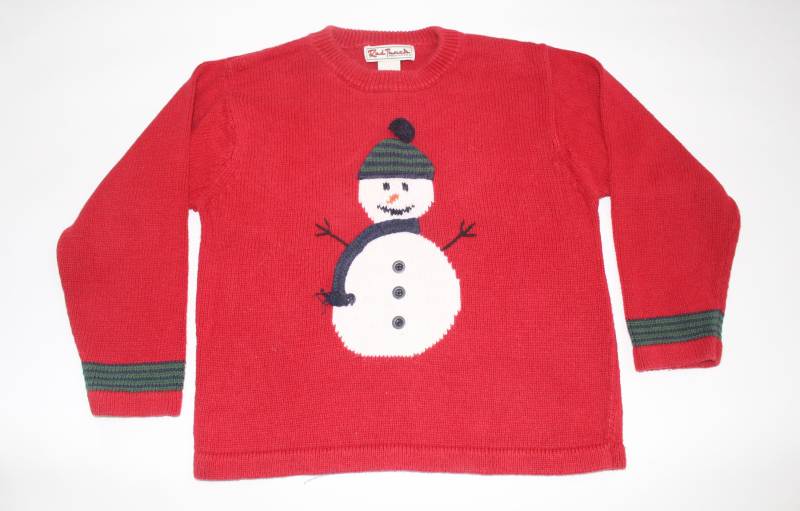 Schneemann Xl/7 Größe Kinder Vintage Hässlicher Weihnachtspullover Rot # 311 von UglySweaterStoreUS