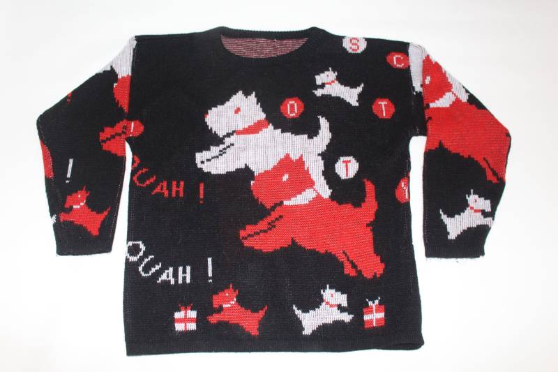Scotty Dogs Medium Vintage Hässlicher Weihnachtspullover Schwarz #320 von UglySweaterStoreUS