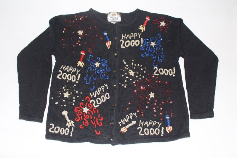 Silvester Medium Vintage Ugly Pullover Schwarz #341 von UglySweaterStoreUS