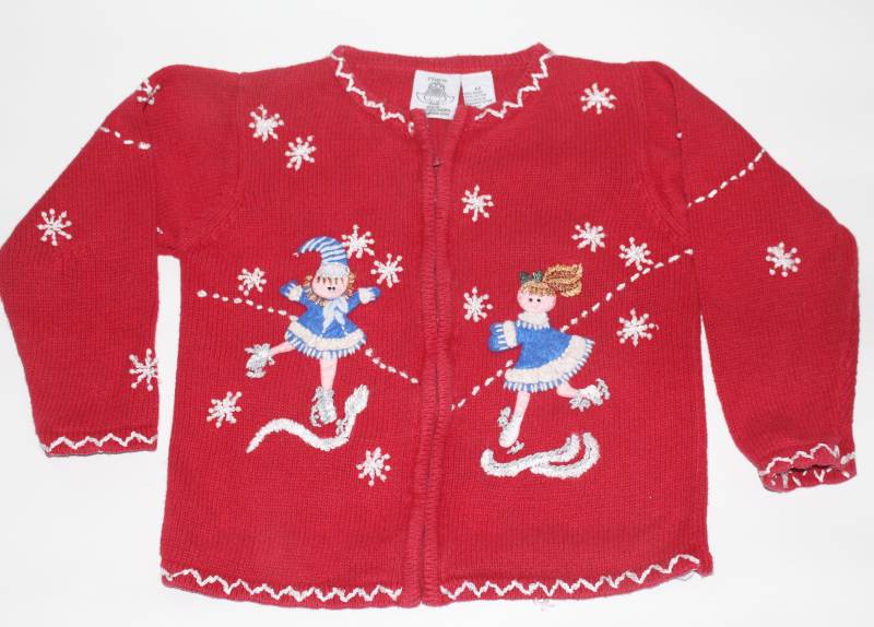 Skater 6x Größe Kinder Vintage Hässlicher Weihnachtspullover Rot # 333 von UglySweaterStoreUS