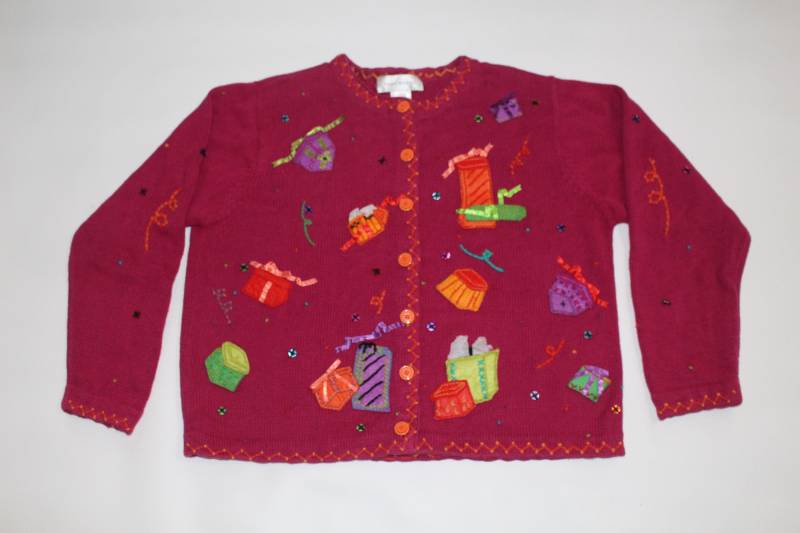 Susan Bristol Geschenke Großer Vintage Hässlicher Weihnachtspullover Pink #121 von UglySweaterStoreUS