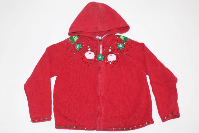 Weihnachtsmann 8/10 Größe Kinder Vintage Hässlicher Weihnachtspullover Rot # 272 von UglySweaterStoreUS