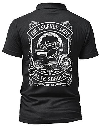 Alte Schule Simson Herren Poloshirt | DDR Shirt - Logo - Kurzarm - Nostalgie - Ossi - Motorrad - Moped - IFA Shirt | Schwalbe Schwarz (XL) von Uglyshirt