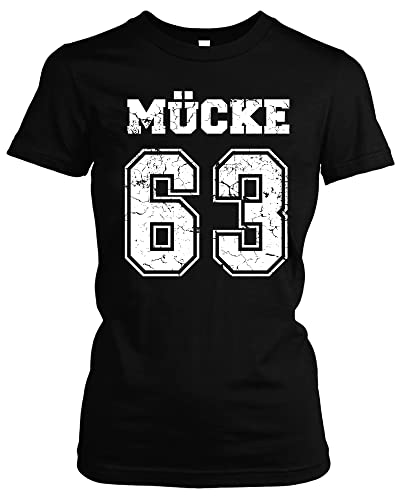 Mücke 63 Damen T-Shirt | Kult Weltkulturerbe Football Shirt Girlie | M1 Schwarz (XL) von Uglyshirt