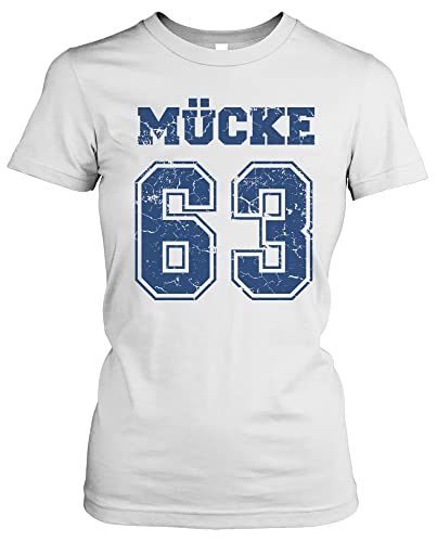 Mücke 63 Damen T-Shirt | Kult Weltkulturerbe Football Shirt Girlie | M1 Weiß (M) von Uglyshirt