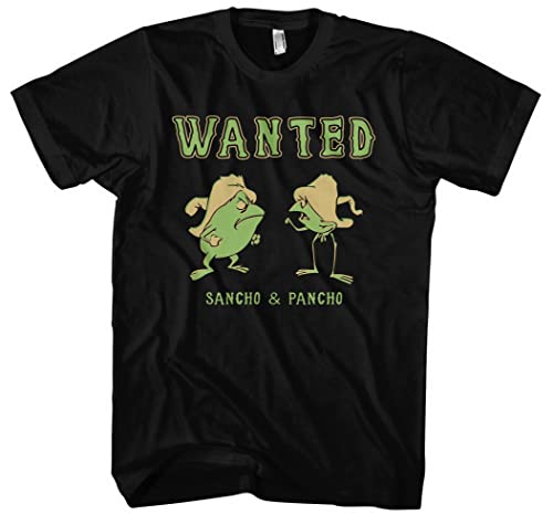 Sancho und Pancho Herren T-Shirt | Frog Frösche Oldschool Kult Cartoon | Schwarz (XXL) von Uglyshirt