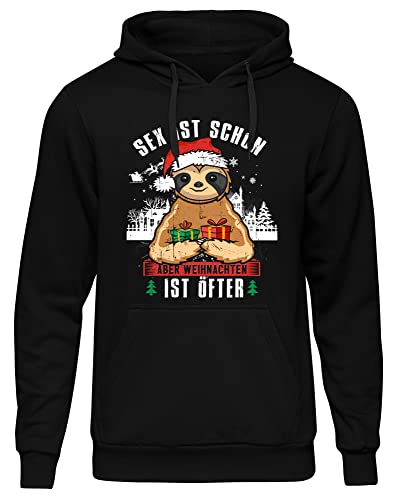 Sex ist schön Herren Kapuzenpullover | Weihnachten Pullover Weihnachtsmann Funny Xmas Hoodie Christmas | Schwarz (L) von Uglyshirt