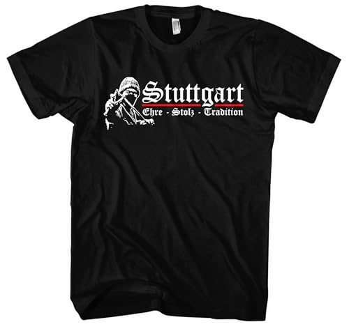 Stuttgart Ehre und Stolz Herren T-Shirt | Fanartikel Sport Shirt Fussball Ultra Schwaben Skyline Trikot | M1 Schwarz (4XL) von UGLYSHIRT