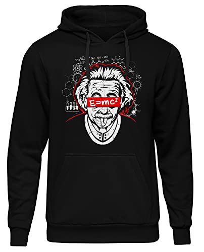 Uglyshirt Albert Einstein Herren Kapuzenpullover | Chemiker Hoodie Lustig Physiker Chemie Physik Wissenschaft Mathematik Mathe Pullover | M2 Schwarz (3XL) von Uglyshirt