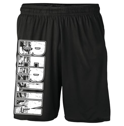 Vintage Skyline Berlin Shorts | City Stadt Fussball Kurze Hose Retro Vintage Sweatshorts Fanartikel | Schwarz (M) von UGLYSHIRT