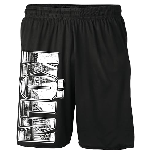 Vintage Skyline Köln Shorts | Cologne Kurze Hose Sweatshorts Fanartikel City Stadt Fussball Retro Vintage | Schwarz (L) von UGLYSHIRT